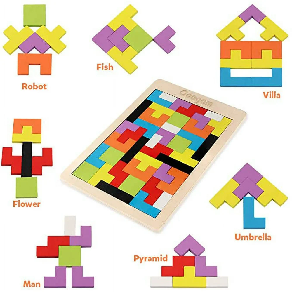 Coogam Wooden Blocks Puzzle – Brain Teaser Russian Blocks Game (40 Pcs) - Image 4