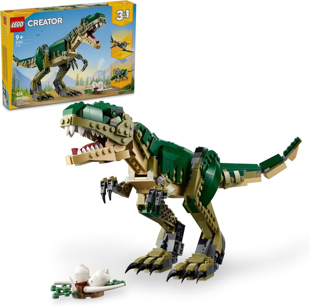 LEGO Creator 3in1 T-Rex Dinosaur – Build T-Rex, Triceratops & Pterodactyl