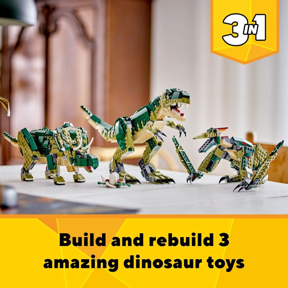 LEGO Creator 3in1 T-Rex Dinosaur – Build T-Rex, Triceratops & Pterodactyl - Image 2