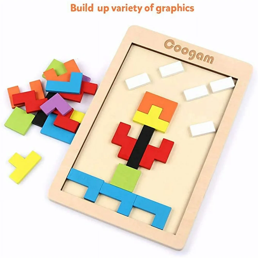 Coogam Wooden Blocks Puzzle – Brain Teaser Russian Blocks Game (40 Pcs) - Image 5