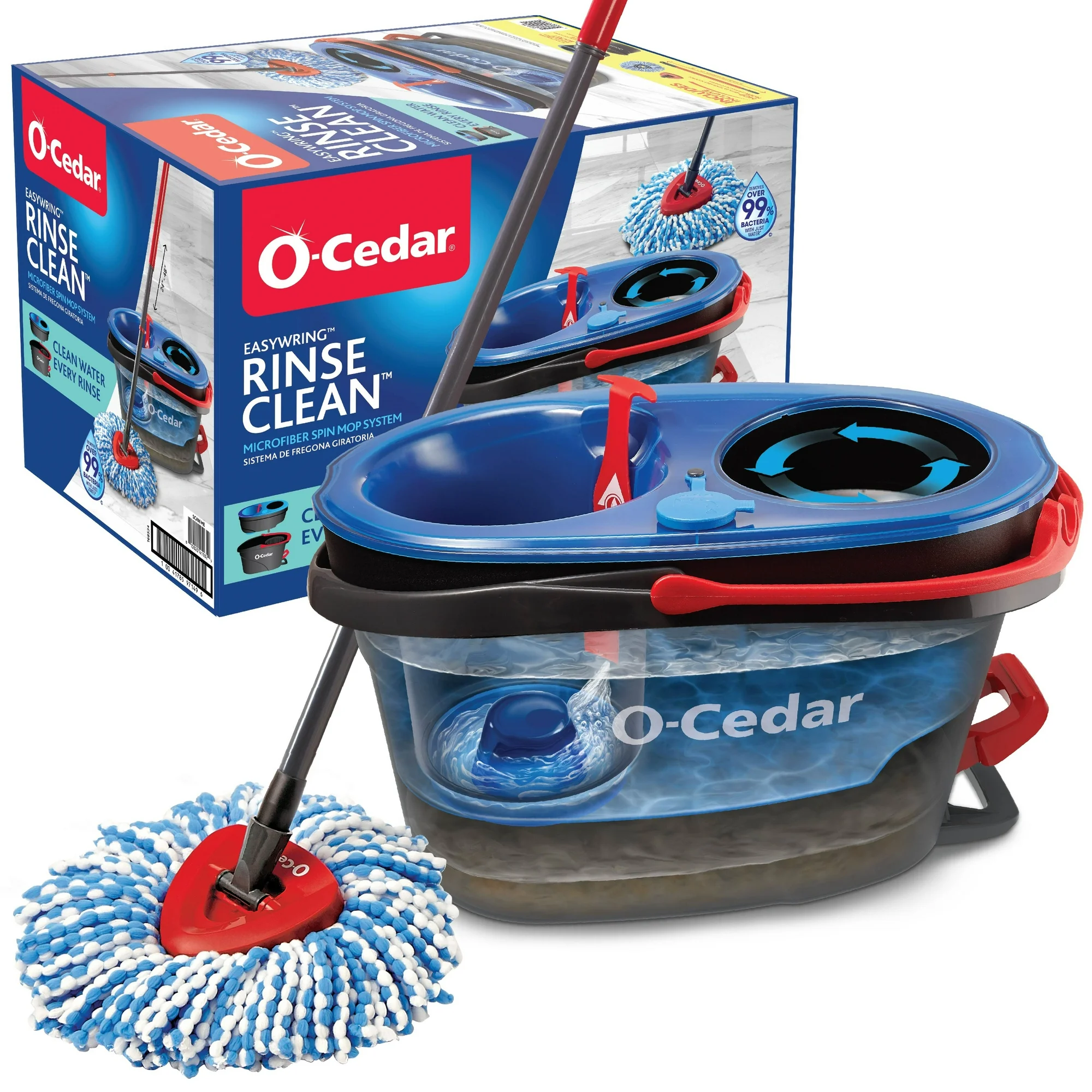 O-Cedar EasyWring RinseClean Mop - Clean Floors, Hands-Free Wringing